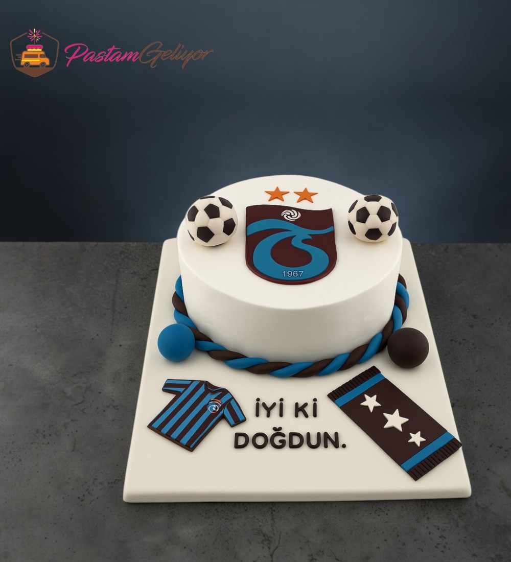 Trabzonspor logolu futbol temalı pasta