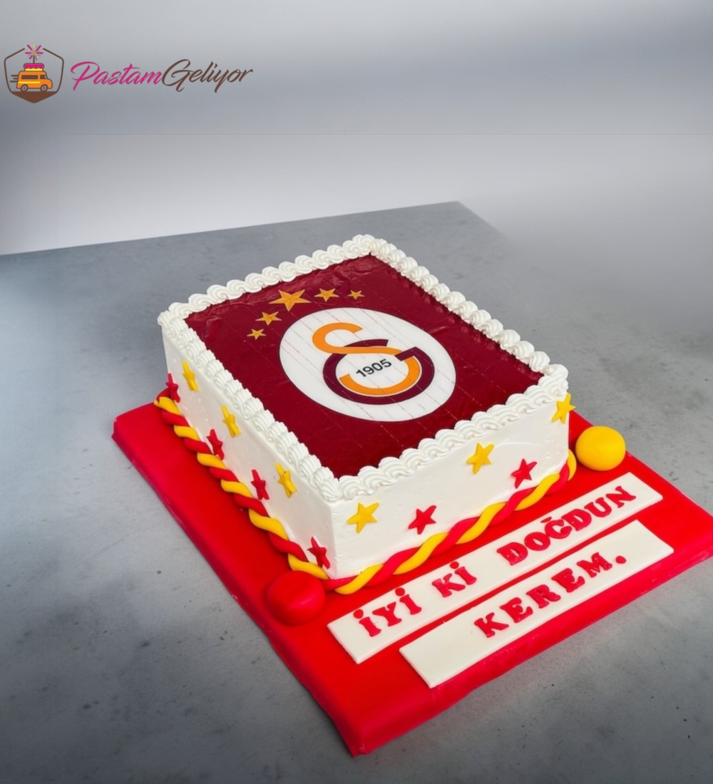 Galatasaray Logolu Dikdörtgen Pasta (Yıldızlı) – Butik Pasta